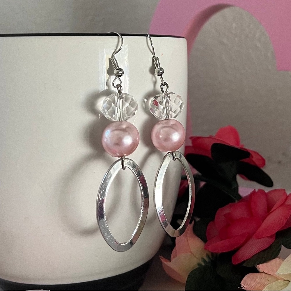 Handmade Pink Pearl Earrings